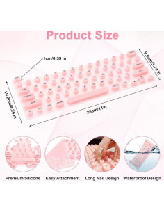Cubierta de Teclado de Silicona KANCOKIT para Uñas Largas Rosa 2