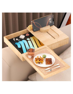 Mesa de Brazo de Sofá Watshyon de Bambú con Soporte Ajustable