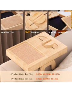 Mesa de Brazo de Sofá Watshyon de Bambú con Soporte Ajustable 2