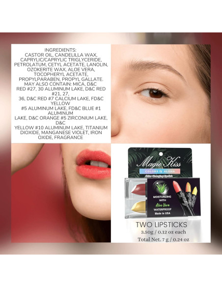 Juego de lápiz labial mate Magic Kiss - 2 colores oro y púrpura Juego de lápiz labial mate Magic Kiss - 2 colores oro y púrpura