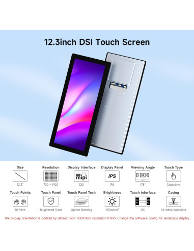 Pantalla táctil capacitiva Waveshare 12.3" IPS 720x1920