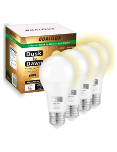 Bombillas LED Dusk to Dawn Qualilux 9.5W 3000K Paquete de 4
