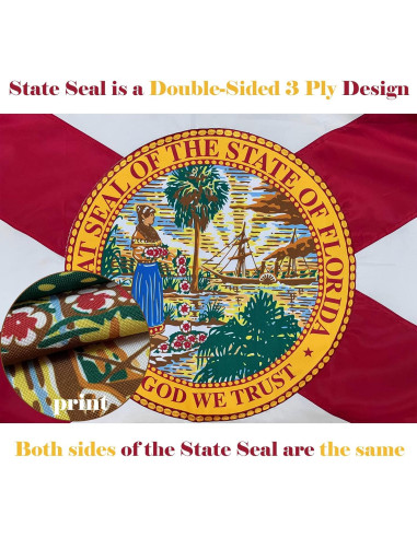 Bandera de Florida Topflags 1.22x1.83 m Bordada con Ojetes