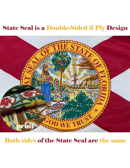 Bandera de Florida Topflags 1.22x1.83 m Bordada con Ojetes