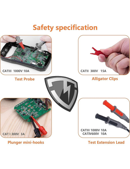 Kit de Cables de Prueba Eléctrico KAIWEETS 9PCS CAT III 1000V