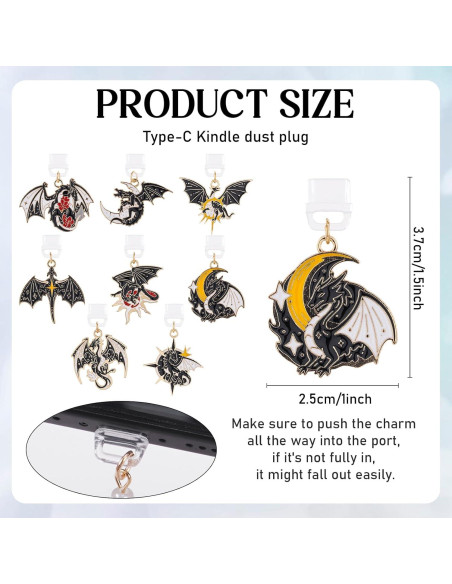 Encantos de Tapón de Polvo Tipo C TAKEALOOKO - 8 Piezas Dragones