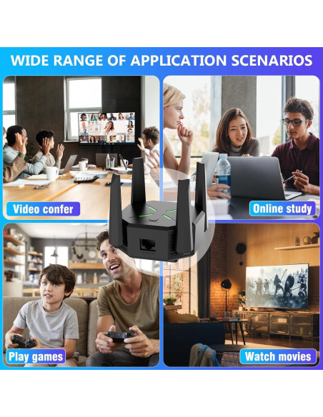 Extensor de Señal WiFi EELAGER 1200Mbps Doble Banda Negro