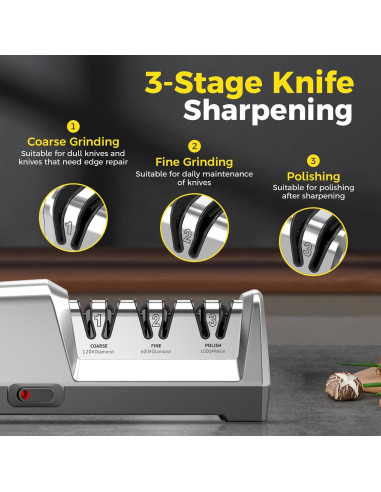 Afilador de cuchillos eléctrico Newise 3 etapas diamante 408g