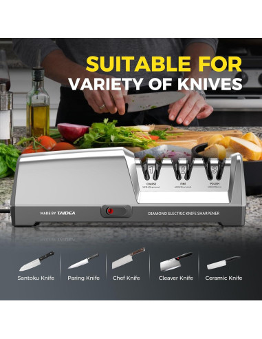 Afilador de cuchillos eléctrico Newise 3 etapas diamante 408g