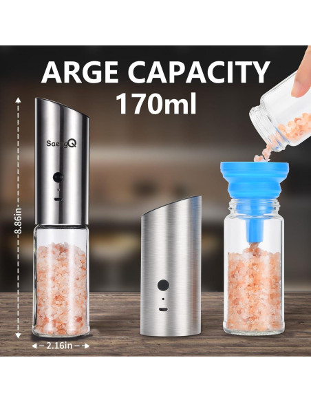 Juego de Molinillos Eléctricos de Sal y Pimienta SaengQ