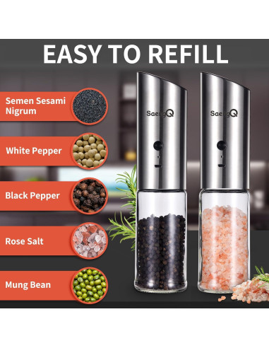 Juego de Molinillos Eléctricos de Sal y Pimienta SaengQ