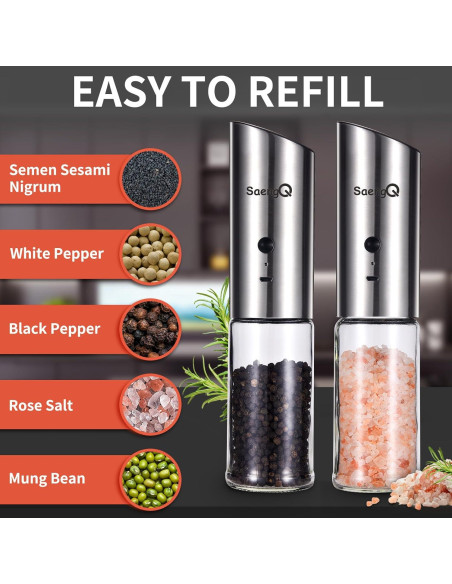 Juego de Molinillos Eléctricos de Sal y Pimienta SaengQ
