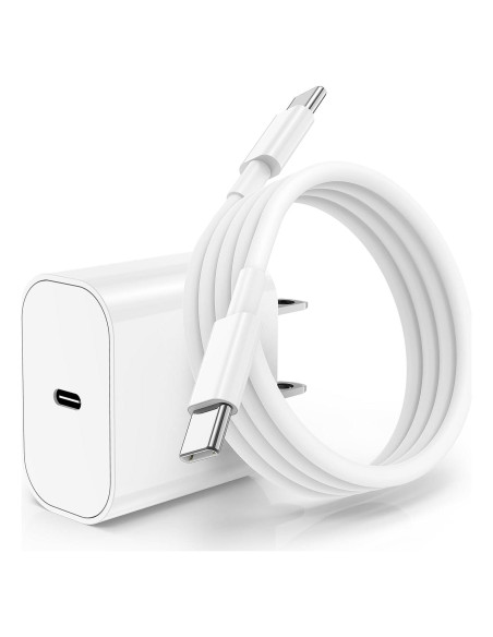 Cargador Rápido 20W USB C para iPhone 16/15, Cable 3m