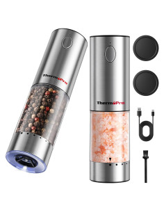 Juego de Molinillos Eléctricos de Sal y Pimienta ThermoPro 110ml