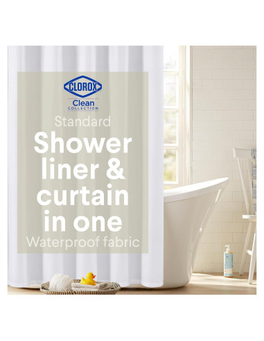 Cortina de Ducha Clorox 2-en-1 Blanca 182.88x182.88 cm