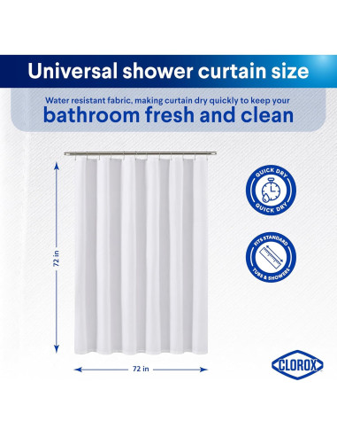Cortina de Ducha Clorox 2-en-1 Blanca 182.88x182.88 cm