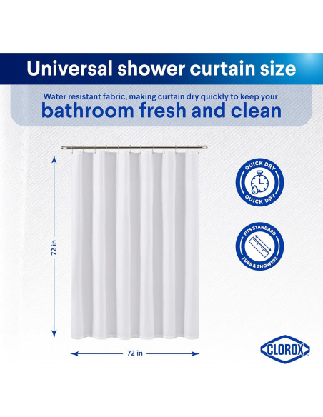 Cortina de Ducha Clorox 2-en-1 Blanca 182.88x182.88 cm