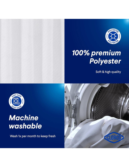 Cortina de Ducha Clorox 2-en-1 Blanca 182.88x182.88 cm