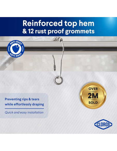 Cortina de Ducha Clorox 2-en-1 Blanca 182.88x182.88 cm