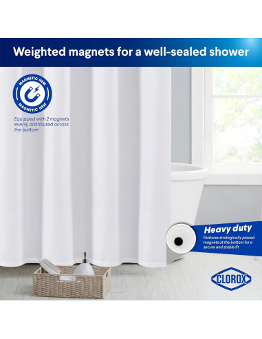 Cortina de Ducha Clorox 2-en-1 Blanca 182.88x182.88 cm