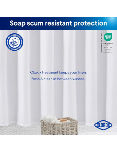 Cortina de Ducha Clorox 2-en-1 Blanca 182.88x182.88 cm