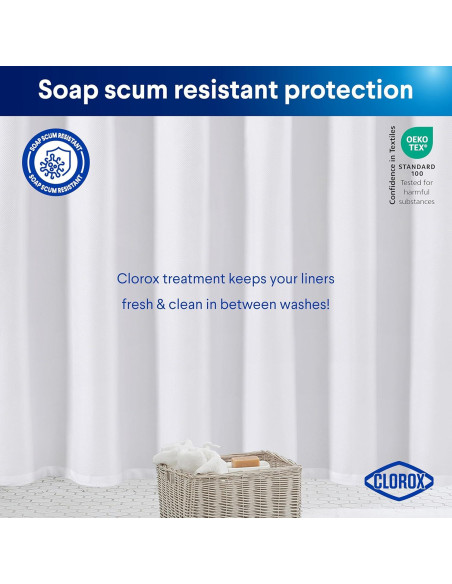 Cortina de Ducha Clorox 2-en-1 Blanca 182.88x182.88 cm
