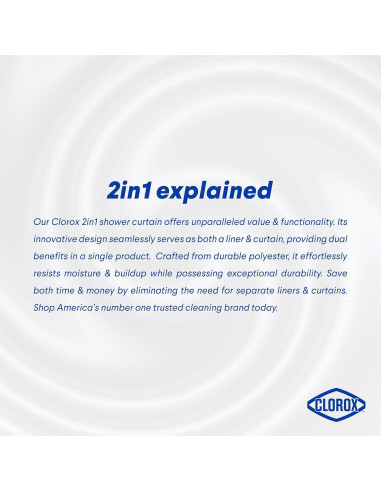 Cortina de Ducha Clorox 2-en-1 Blanca 182.88x182.88 cm