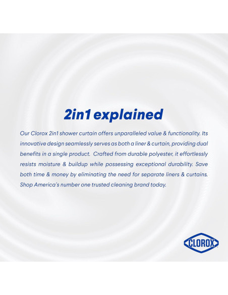 Cortina de Ducha Clorox 2-en-1 Blanca 182.88x182.88 cm