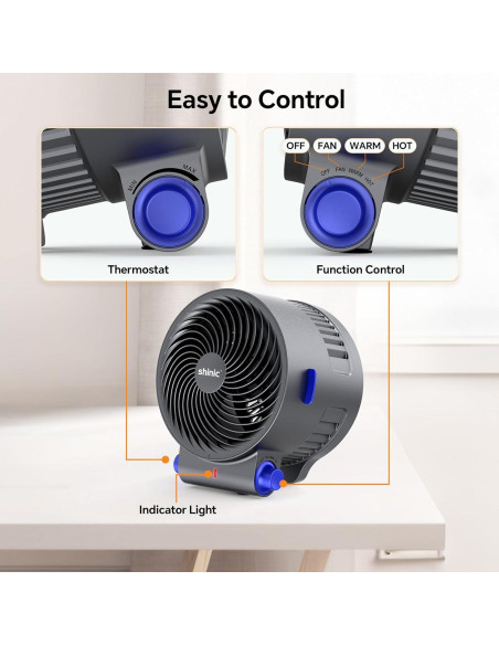 Ventilador y Calefactor Shinic FW406-15, 3 Modos, 1500W