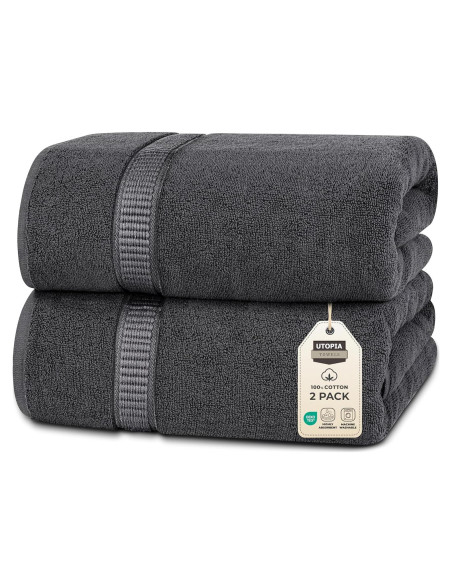 Toallas Utopia Jumbo de Baño 2 Piezas 600 GSM 89x178 cm Gris