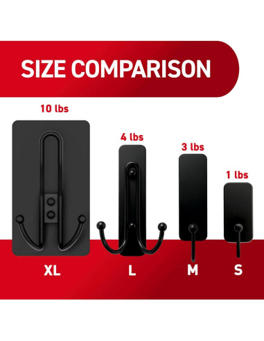 Gancho Triple Command X-Large Negro Mate 4.54 kg 1 Unidad