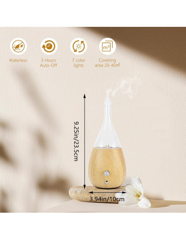Difusor de Aceite Esencial Lychee de Vidrio y Madera 1.2W