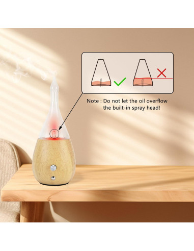 Difusor de Aceite Esencial Lychee de Vidrio y Madera 1.2W