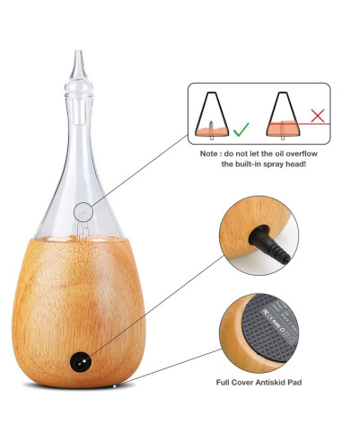 Difusor de Aceite Esencial Lychee de Vidrio y Madera 1.2W