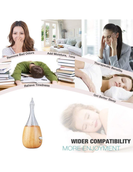 Difusor de Aceite Esencial Lychee de Vidrio y Madera 1.2W