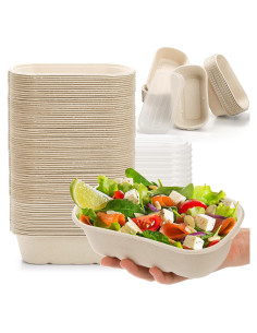 Contenedores de Comida Compostables Yesland 70 Paquete 700 ml