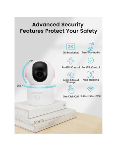Cámara de Seguridad Inalámbrica 2K AKINGUAR Rosa con Visión Nocturna 2