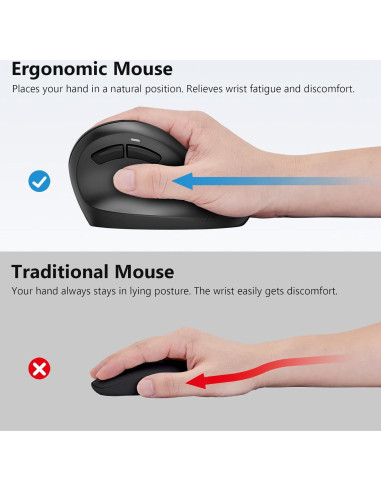 Ratón Ergonómico Inalámbrico AUTLEY para Manos Grandes - 800/1200/1600 DPI