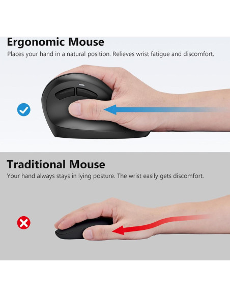 Ratón Ergonómico Inalámbrico AUTLEY para Manos Grandes - 800/1200/1600 DPI