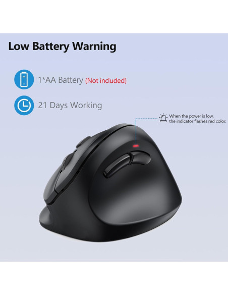 Ratón Ergonómico Inalámbrico AUTLEY para Manos Grandes - 800/1200/1600 DPI