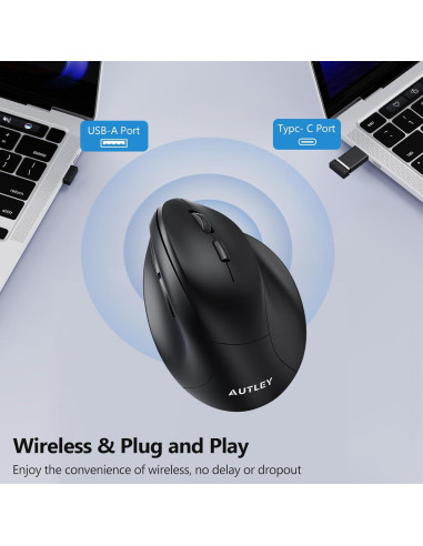 Ratón Ergonómico Inalámbrico AUTLEY para Manos Grandes - 800/1200/1600 DPI
