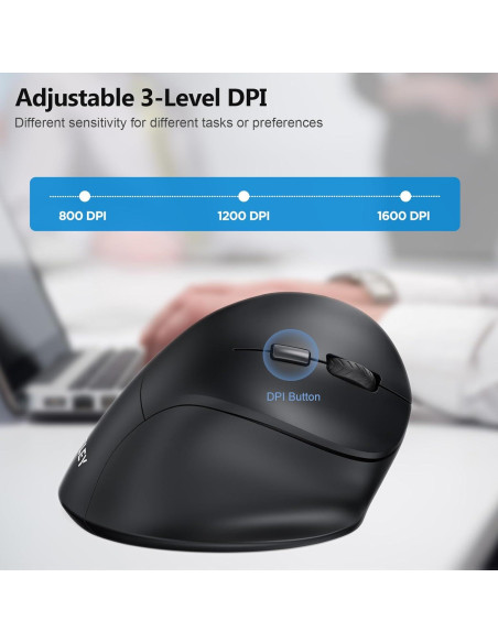 Ratón Ergonómico Inalámbrico AUTLEY para Manos Grandes - 800/1200/1600 DPI