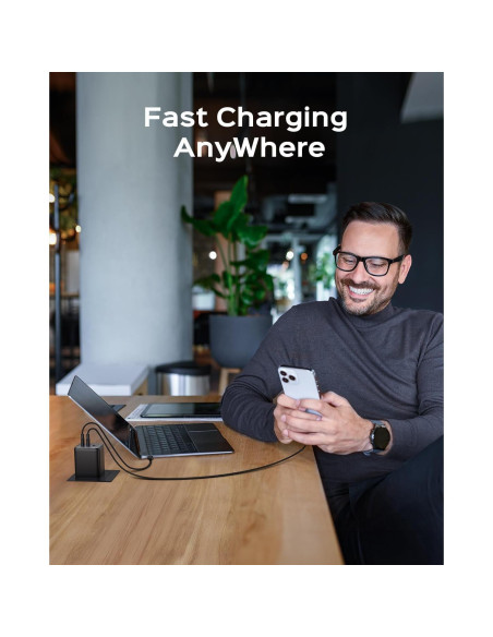 Cargador USB C 100W wegear Plegable 3 Puertos Negro