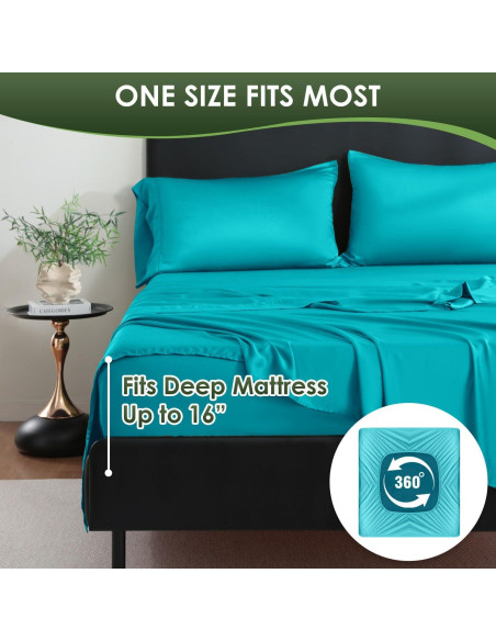 Juego de Sábanas Queen CozySmile 100% Viscosa Bambú 4 Piezas