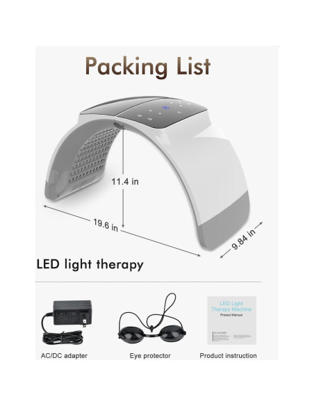 Máscara Facial de Terapia de Luz LED Rupuqira G3 - 4 Modos