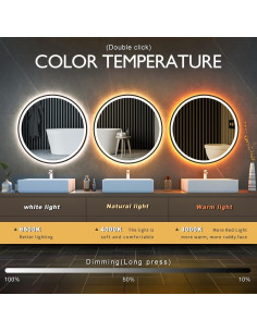 Espejo LED Redondo GANPE 91x91 cm con Sensor Humano y Luz Regulable 2