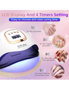 Lámpara de Uñas LED UV DMJWAN 380W 81 Perlas 4 Temporizadores 2