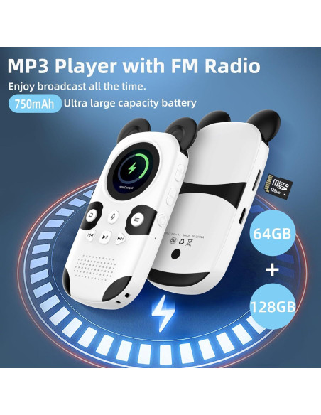 Reproductor MP3 Bluetooth ODEJOI 64GB para Niños Panda