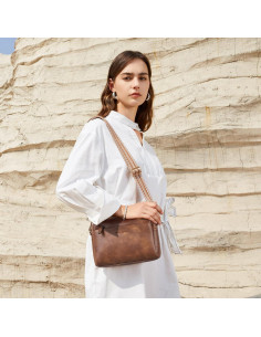 Bolso Cruzado BOSTANTEN de Cuero Vegano para Mujeres - Marrón 2