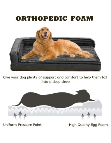 Cama ortopédica para perros grandes WINDRACING 91x58cm gris